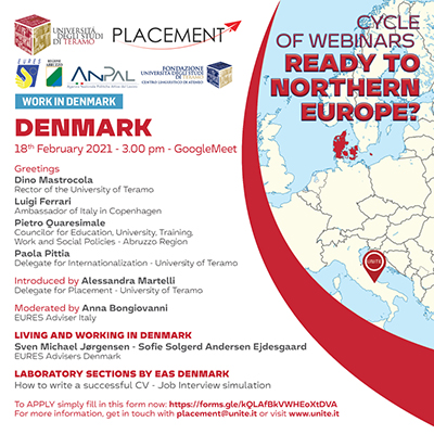Webinar "Ready to Northern Europe? Denmark" sulle opportunità occupazionali internazionali 